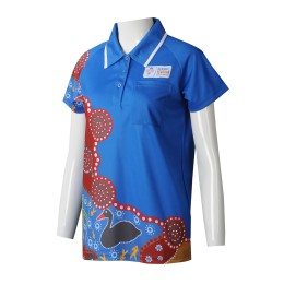 P1265 製造女裝短袖熱升華  自定義藍色底印花LOGO胸前袋口熱升華 藍白撞色反領 熱升華製衣廠  澳洲 非牟利 慈善 團體 P1265 製造女裝短袖熱升華  自定義藍色底印花LOGO胸前袋口熱升華 藍白撞色反領 熱升華製衣廠  澳洲 非牟利 慈善 團體